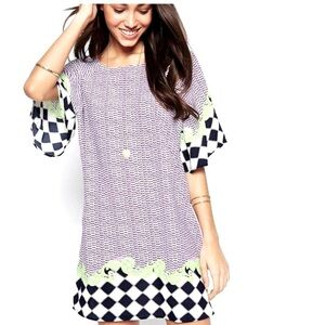 Meghan LA beachy boho flowy dress size L vacation spring summer beach funky